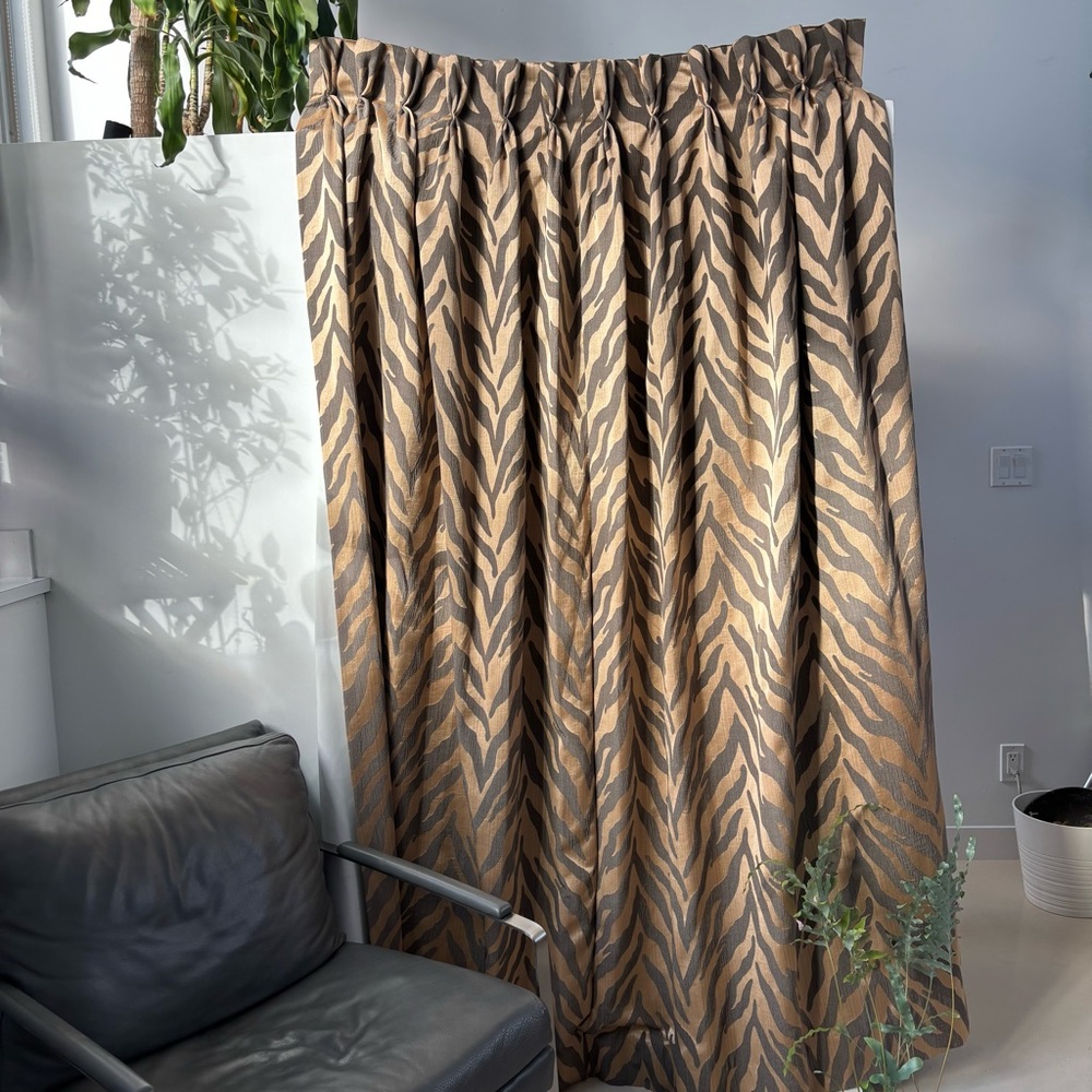 Designer Zebra Custom Luxury Blackout Triple Pleat Draperies / Curtains